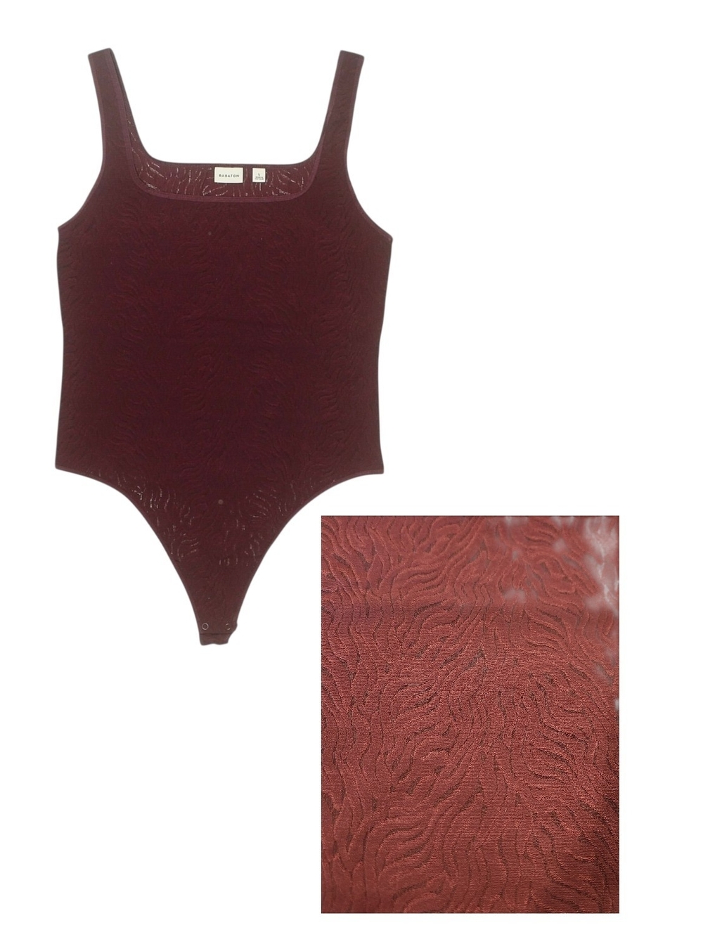 NWT Babaton Shapelace Square Neck Thong Rich Maroon Body Sculping  Bodysuit Sz L